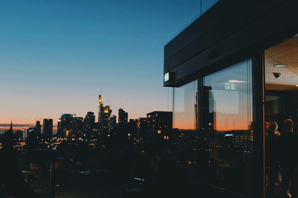 Rooftop venue with city skyline views